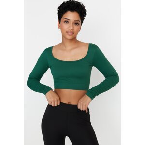 Trendyol Duck Head Green Seamless/Seamless Crop Extra Stretchy Knitted Sports Top/Blouse