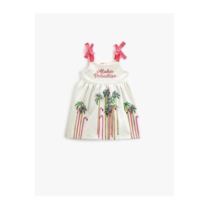 Koton Dress Hanger Applique Detailed Flamingo Printed