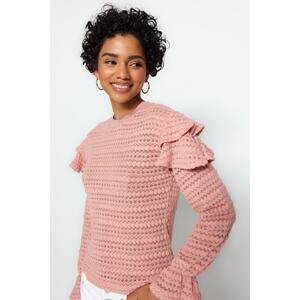 Trendyol sušený ružový textúrovaný pletený sveter