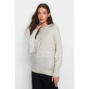 Trendyol Stone Crew Neck Basic Pletený sveter