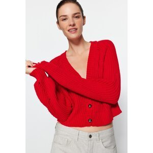 Trendyol Red Crop Pletené oblečenie s výstrihom do V