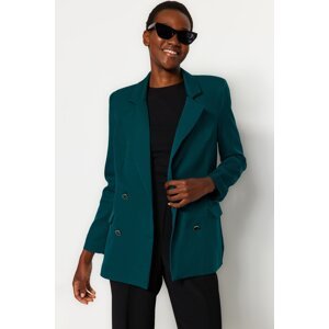Trendyol Emerald Green Regular Lined Button Detailed Woven Blazer Jacket