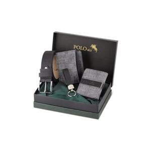 Polo Air Belt, Wallet, Card Holder, Keychain, Gray Set in Gift Box