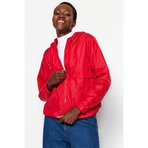 Trendyol červený vodoodpudivý vetrovkový kabát s kapucňou