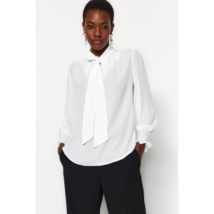 Trendyol White Tie Detailed Woven Blouse