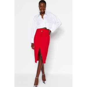 Trendyol Red Double-Breasted Detailed Button-Front Woven Skirt