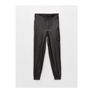 LC Waikiki Girls' Leather-Look Jogger Pants with Elastic Waist.