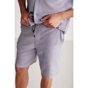 GRIMELANGE Tylor Men's Regular Fit Terry Cloth Purple Shorts