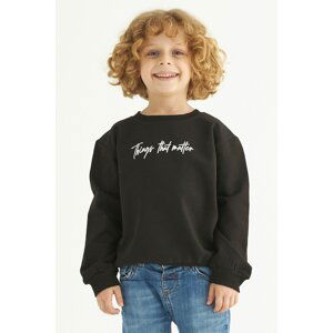 zepkids Boys' Black and Text Printed Crewneck Sweatshirt.