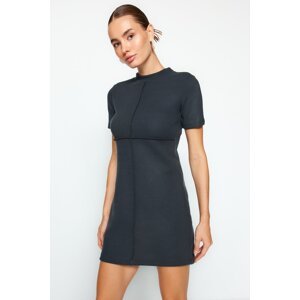Trendyol antracit A-Line/Zvonovité formálne šaty Thessaloniki/Knitwear-Look Mini Pletené šaty