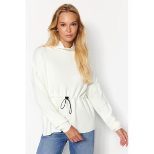 Trendyol Wide Fit Ecru Waist detailný pletený sveter