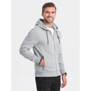 Ombre Men's unbuttoned hooded sweatshirt - grey melange