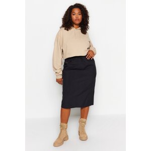 Trendyol Curve Black Parachute Midi Woven Skirt