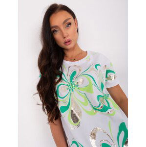 Cotton blouse with white and green print