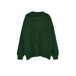 Trendyol Khaki Plus Size Men's Oversize Fit Wide Fit Crew Neck Basic Knitwear Sweater