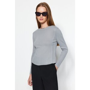 Trendyol Grey Basic Pletený sveter