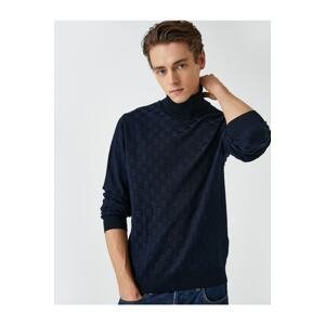 Koton Knitwear Turtleneck Sweater Long Sleeve Checked