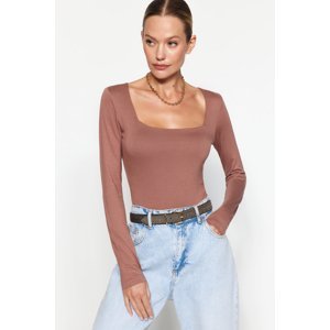 Trendyol Mink Square Collar Premium Knitted Body with Snap Snap fastener