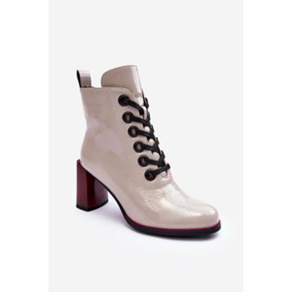 Patented lace-up ankle boots with S high heels. Barski Light Grey