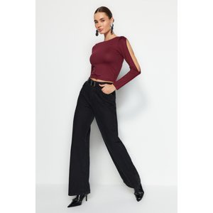 Trendyol Claret Red Cut Out Detailed Slim Flexible Knitted Blouse
