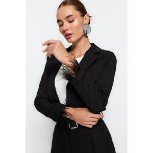 Trendyol Black Regular Crop Woven Blazer Jacket