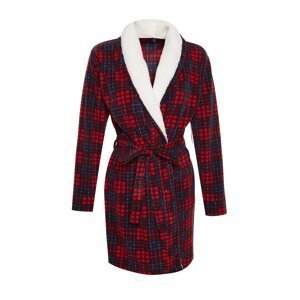 Trendyol Red Checkered Fleece Knitted Dressing Gown