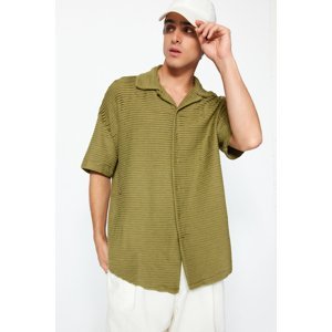 Trendyol Men's Green Oversized Textured Shirt