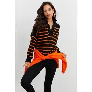 Cool & Sexy Women's Orange Striped Sweater