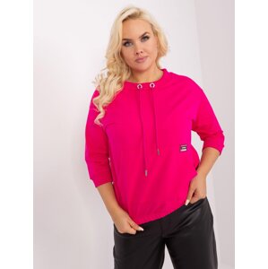 Fuchsia blouse plus sizes with hem