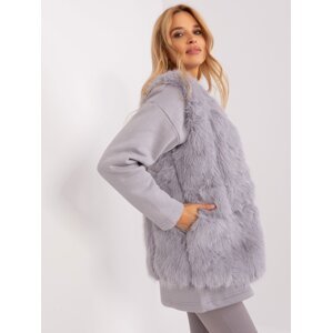 Gray fur vest with lining