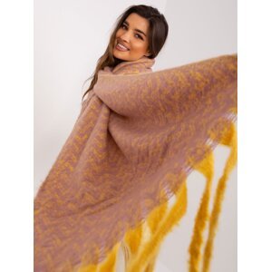 Yellow and pink fringed scarf