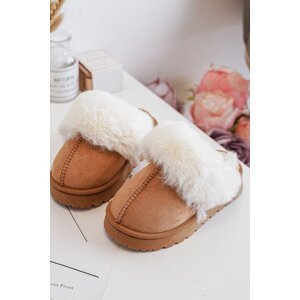 Children's slippers with Camel Birasta fur