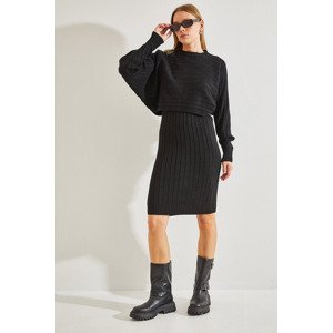 Bianco Lucci Women's Knitwear Strap Dress Sweater Double Set