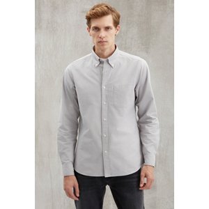 GRIMELANGE Cliff Men's 100% Cotton Pocketed Oxford Gray Shirt