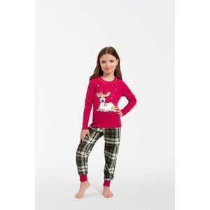 Girls' pyjamas Zonda, long sleeves, long legs - amaranth/print