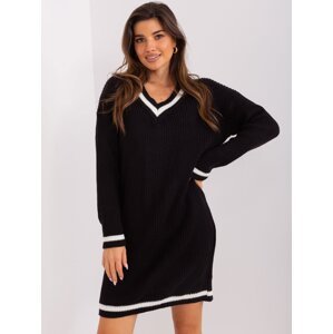Black knitted dress with neckline