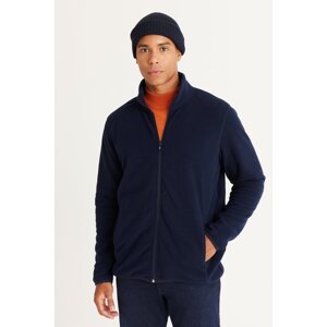 AC&Co / Altınyıldız Classics Men's Navy Blue Anti-pilling Anti-Pilling Standard Fit High Bato Collar Sweatshirt Fleece Jacket