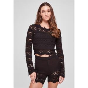 Women's crochet knitted sweater black