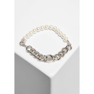 Pearl bracelet with flat chain silver
