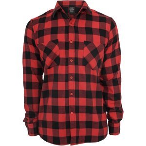 Boys' plaid flannel shirt black/red