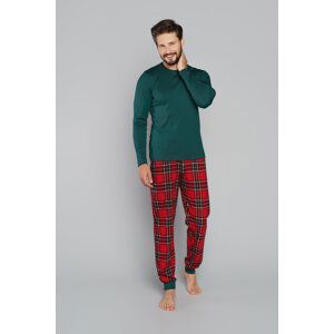 Men's pyjamas Narwik, long sleeves, long legs - green/print