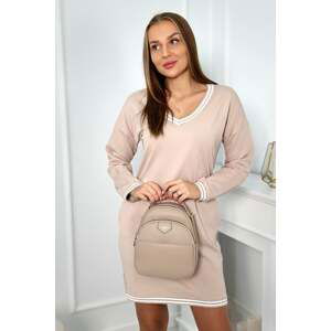 Dress with pockets and beige V-neckline