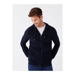 LC Waikiki Men's Sports Cardigan with a Hoodie and Long Sleeves