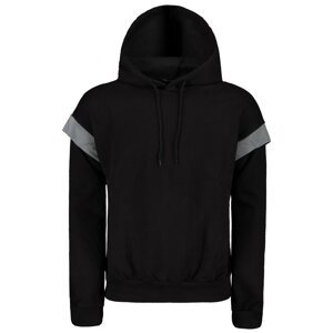 Trendyol Men's Black Oversized Fit Hoodie with Reflective Detail and a Soft Pillow Inside Sweatshirt