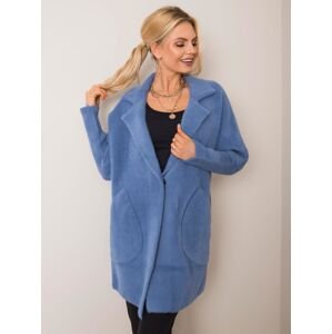 Grey and blue fluffy alpaca coat