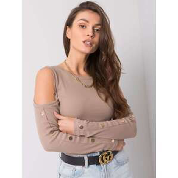 Dark beige blouse with cutouts
