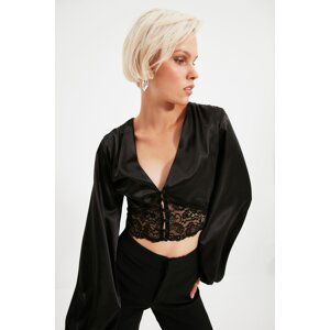 Trendyol Black Lace Detail Satin Blouse