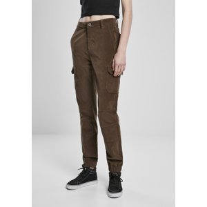 Women's high-waisted corduroy trousers - dark olive