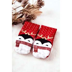 Christmas Penguin Socks Red