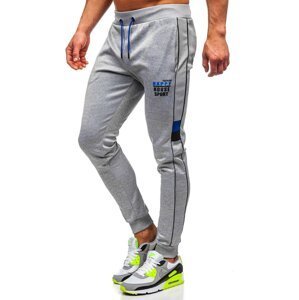 Men's sports sweatpants with AM86 print - gray,